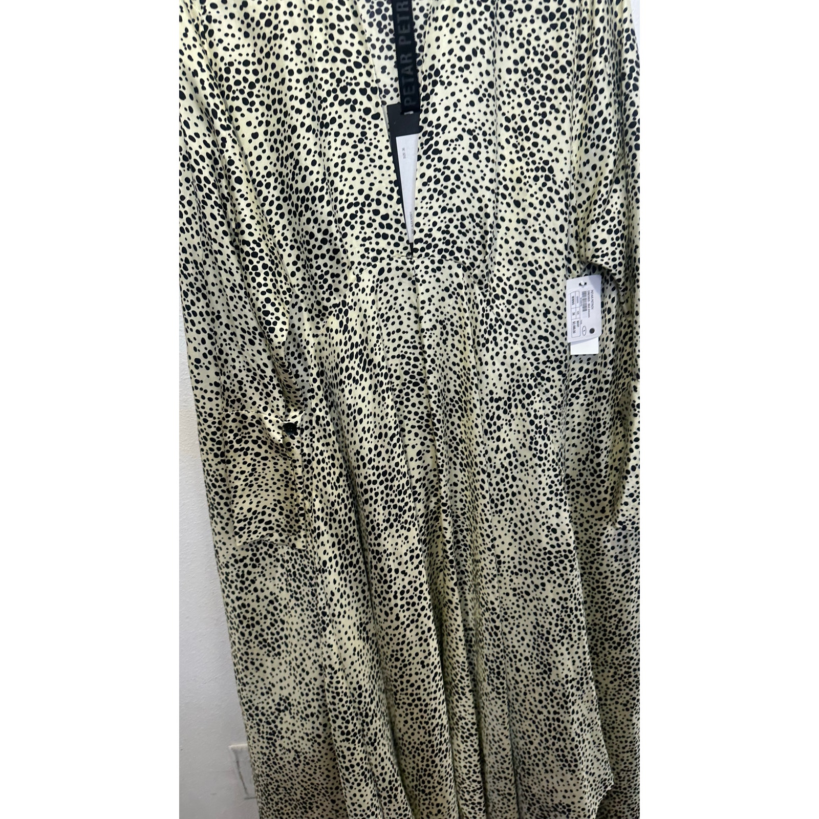 Petar Petrov Neutral Light Green 100% Silk Black Spots Alex Silk Dress Size Xs — image 5 of 8